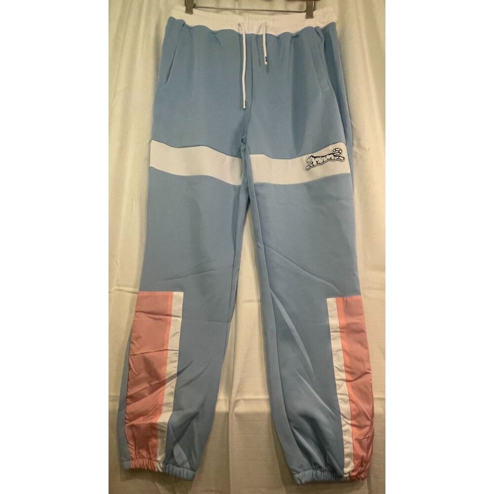 PA7028- Le TIGRE LA1432 Colorblock Track Pants Light Blue Pink White Men’s Med